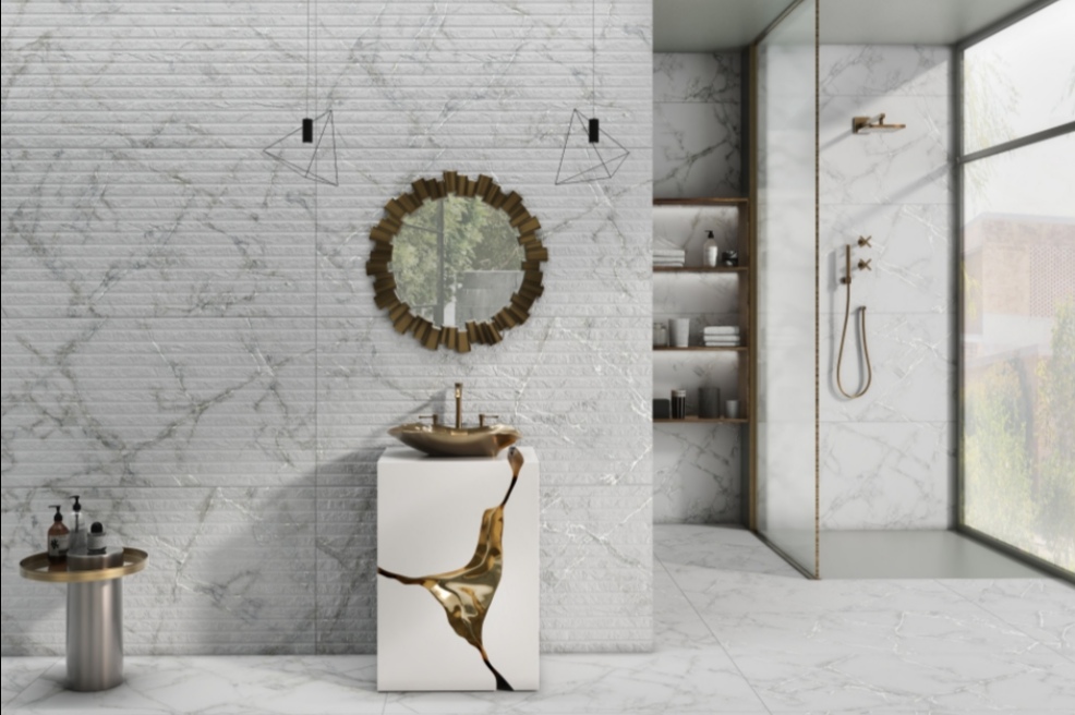 white marble design porcelain tile