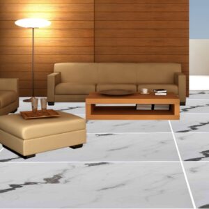 "carrara-marble-design-porcelain-tile-flooring-in-living-room"
