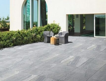 "Outdoor-porcelain-stoneware-flooring-for-front-yard-of-a-villa"